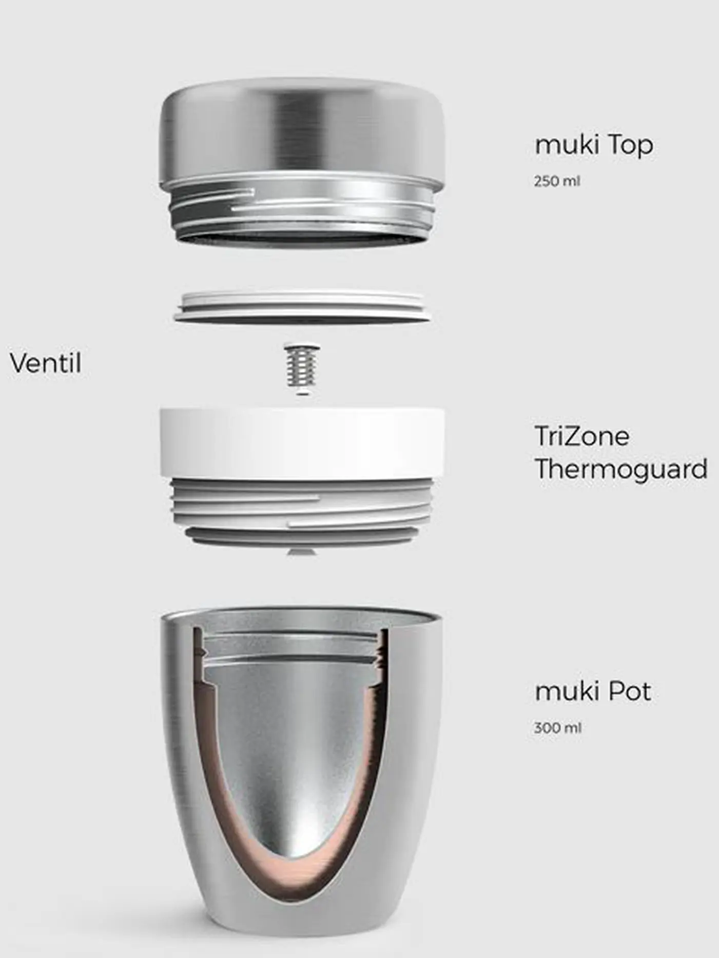 FLSK | Isolierbecher MUKI Snackpot Midnight 550ml | silber
